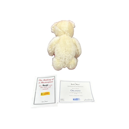 332 - Steiff. I Love You xxx white mohair Teddy, from Romanic Collection, excellent in good cotton drawstr... 