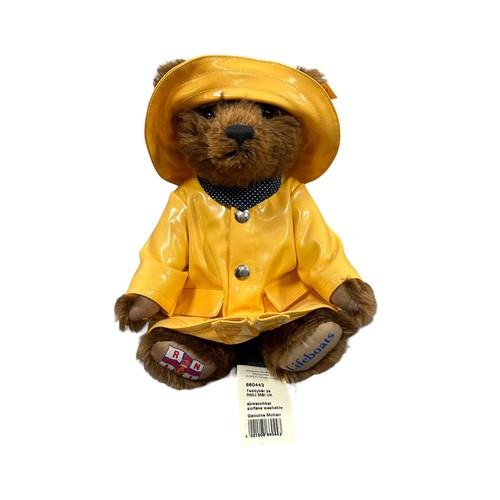 259 - Steiff. RNLI Bear, yellow tag 660443, brown mohair, excellent (good plus yellow raincoat-some wear t... 