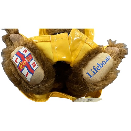 259 - Steiff. RNLI Bear, yellow tag 660443, brown mohair, excellent (good plus yellow raincoat-some wear t... 