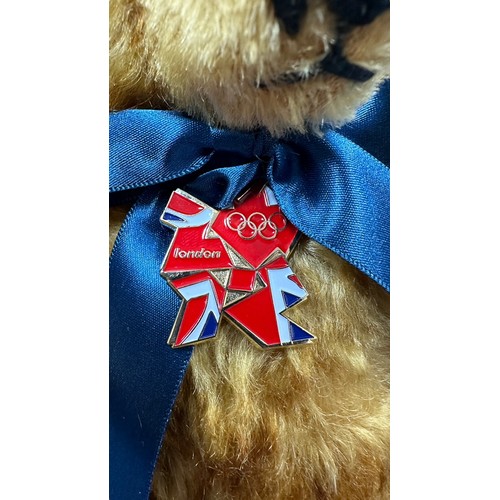 254 - Merrythought. Unboxed London 2012 Olympic Games Bear , golden brown mohair, excellent in unsealed Me... 