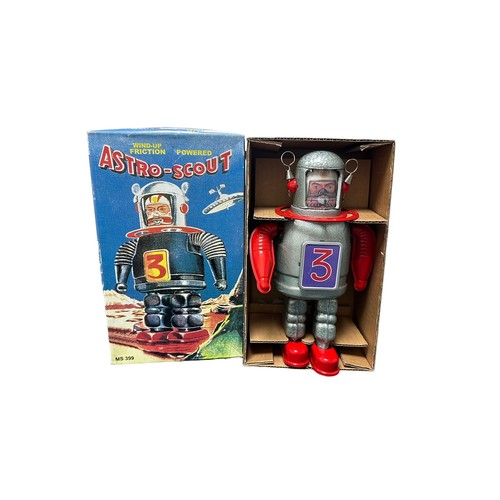 191 - Pair of tinplate wind-up robots, near mint in excellent boxes including packing pieces, with Ha Ha T... 