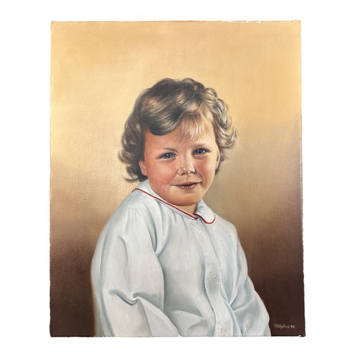 367 - Alan Stephens (British). A modern oil on canvas painting of an angelic child. Signed ‘A. Stephens 98... 