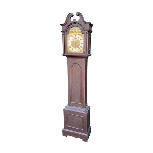 444 - Oak long cased clock with 9.5