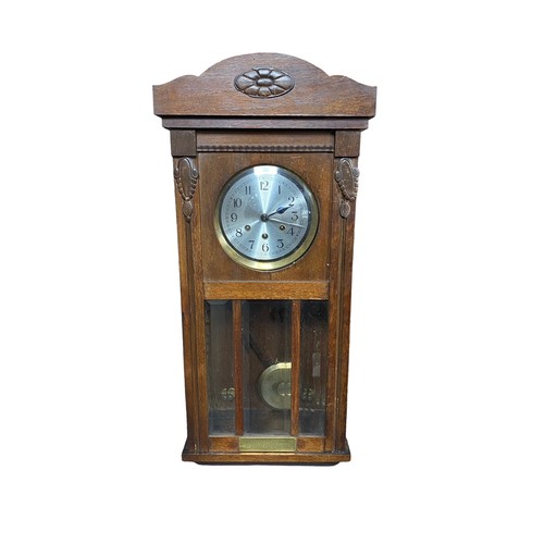 249 - Mahogany cased wall clock with plague 