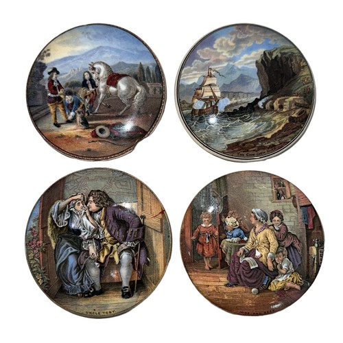 148 - A range of four Prattware pot lids to include 