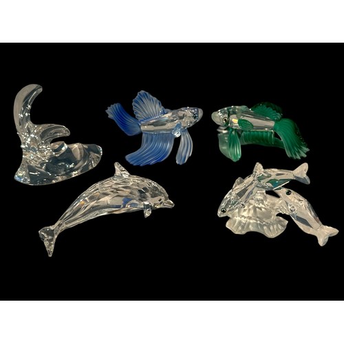 30 - A number of Swarovski crystal figures including 'Dolphin' (Aquatic Worlds series 7644 NR 000 001) (d... 