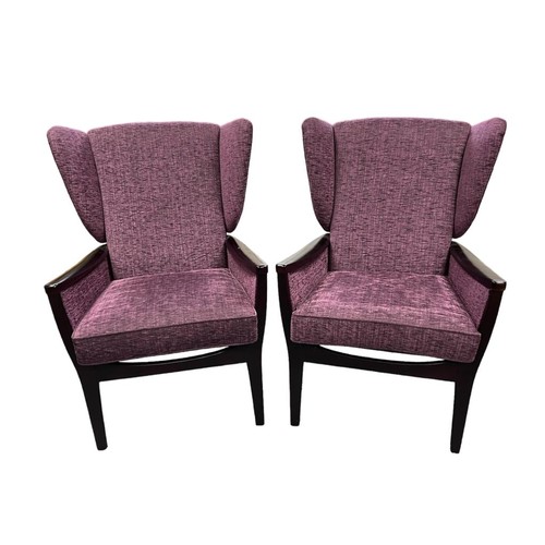 427 - A pair of mid 20th Century Parker Knoll arm chairs, recently reupholstered, width 64cm, depth 84cm, ... 