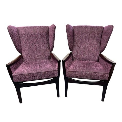 428 - A pair of mid 20th Century Parker Knoll arm chairs, recently reupholstered, width 64cm, depth 84cm, ... 