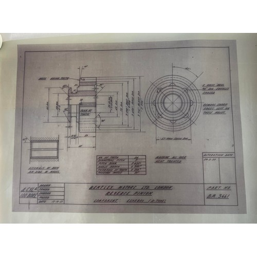 54 - Bentley. Bentley Motors Ltd London blueprint, assumed to be a facsimile, showing Reverse Pinion Part... 