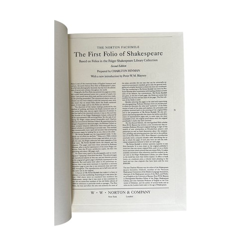 381 - ‘The First Folio of Shakespeare’, The Norton Facsimile, Hinman. 1996 Second Edition, in slip case.