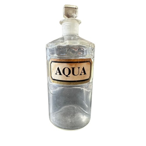 282 - Range of four chemists bottles with ground glass stoppers including clear bottle with 