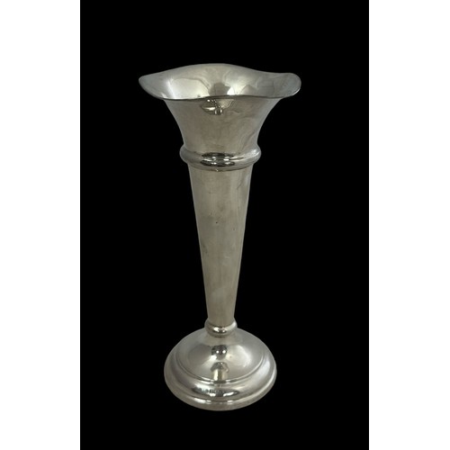 195 - A silver vase by J. Collyer in trumpet design with tapered body and circular base. Height approx 18c... 