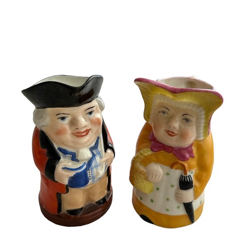 403 - Five toby/ character jugs. Two WH Goss Toby Jugs, approx 10cm and 11cm in height. No apparent damage... 