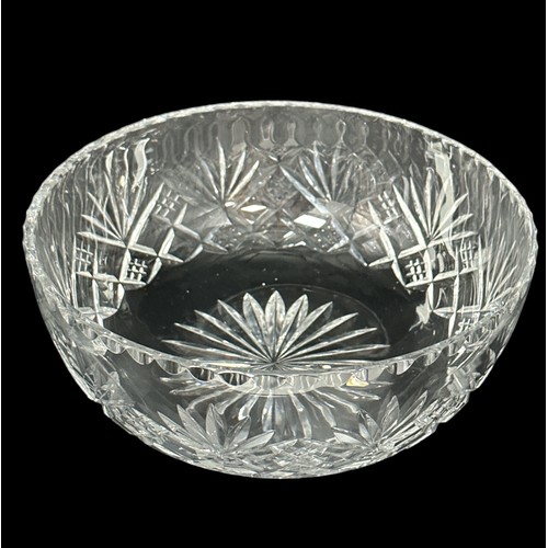 394 - A large hand-crafted Tudor Crystal fruit bowl. In box. In good condition.