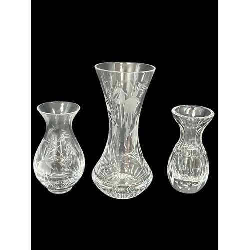 395 - A cased set of four Stuart Crystal tumblers and two Stuart Crystal Cascade flower vases and a furthe... 