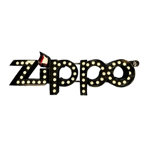 62 - Zippo LED metal advertising light up sign, black painted steel, ideal for shop front or dealer, in o... 