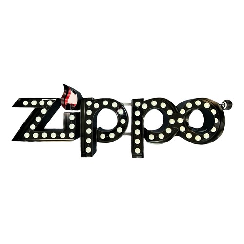 62 - Zippo LED metal advertising light up sign, black painted steel, ideal for shop front or dealer, in o... 