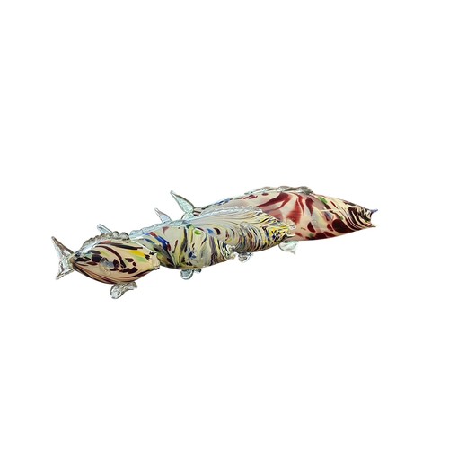 37 - Murano Glass (style) Fish, a group of four decorative Murano Glass colourful fish, varying sizes mea... 