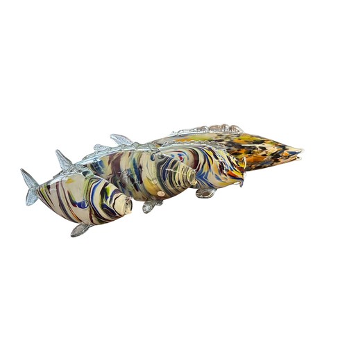 38 - Murano Glass (style) Fish, a group of four decorative Murano Glass colourful fish, varying sizes mea... 