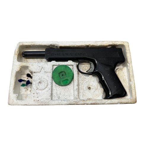 226 - Diana SP50 .177 Air Pistol. In original packaging (wear and tear to box), with 4 darts. In good cond... 