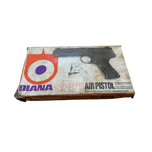 226 - Diana SP50 .177 Air Pistol. In original packaging (wear and tear to box), with 4 darts. In good cond... 