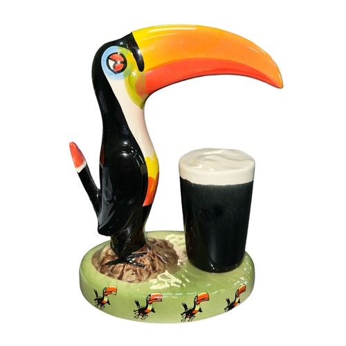 344 - Carlton Ware (later) hand painted ceramic Guinness Toucan lamp base, Toucan stood next to a full pin... 