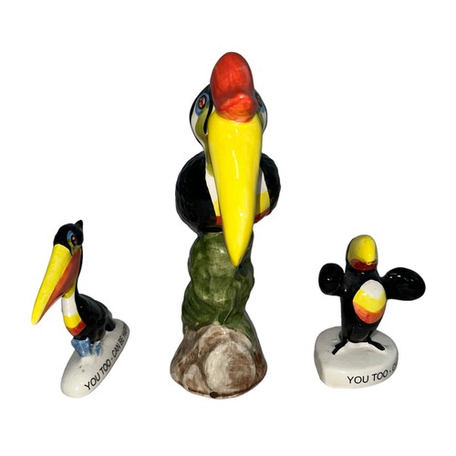 345 - Carlton Ware (later) hand painted, three ceramic Guinness Toucan figures to include; pair of ‘You To... 