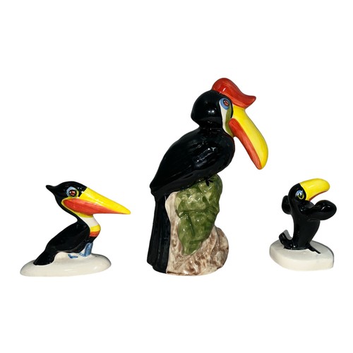 345 - Carlton Ware (later) hand painted, three ceramic Guinness Toucan figures to include; pair of ‘You To... 