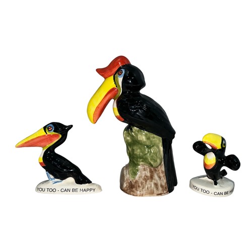 345 - Carlton Ware (later) hand painted, three ceramic Guinness Toucan figures to include; pair of ‘You To... 