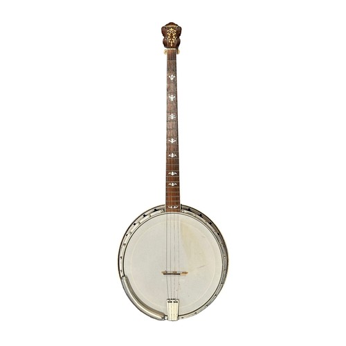 232 - Langstile Deluxe archtop banjo, c.1920’s, walnut neck with 22 frets, mother of pearl inlay to the fr... 