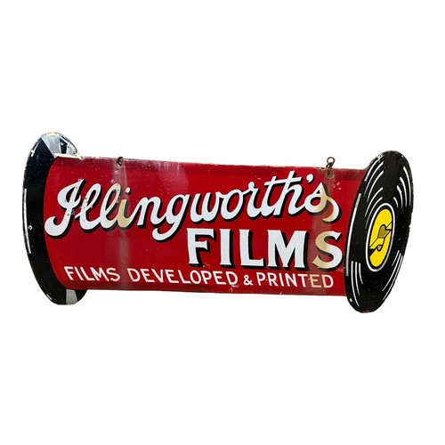 61 - Early 20th Century double-sided advertising sign for Illingworth’s Papers, interesting example shape... 