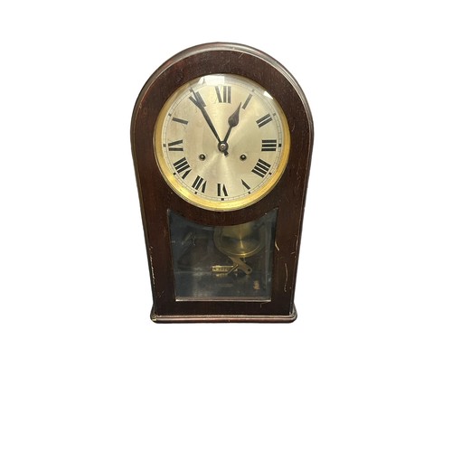 338 - German Mahogany Cased Wall Clock by H.A.C.. With Pendulum and Key. Label reads 'H.A.C. Make Made in ... 