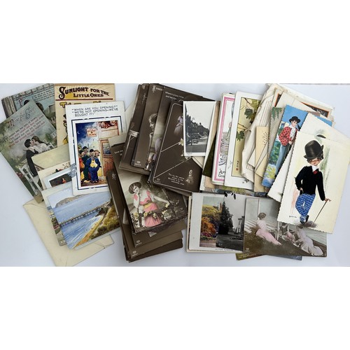 349 - A number of postcards, mainly greeting cards with a few birthday cards. booklets. Also, some booklet... 