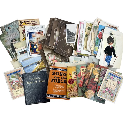 349 - A number of postcards, mainly greeting cards with a few birthday cards. booklets. Also, some booklet... 