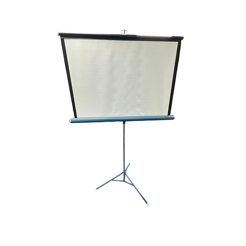 63 - Vintage Da-Lite Flyer Projector Screen. On 3 legged tripod, in good condition with no marks on pull ... 