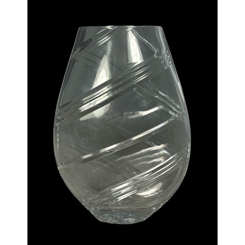 397 - Royal Doulton Crystal glass contemporary design glass vase. Height 22cm.