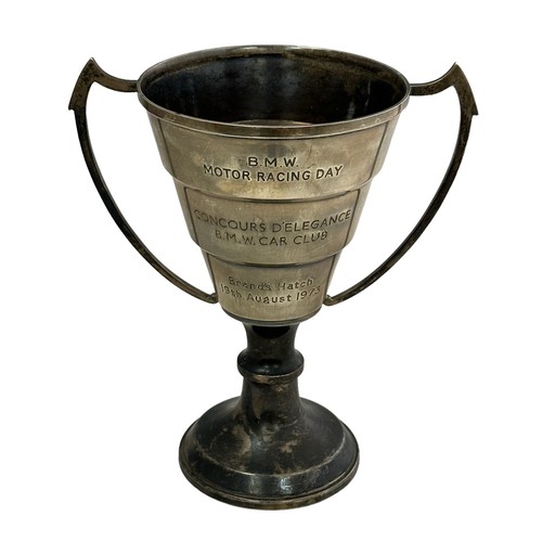 206 - A hallmarked silver trophy inscribed 'B.M.W Motor Racing Day Concours Delegance B.M.W Car Club Brand... 