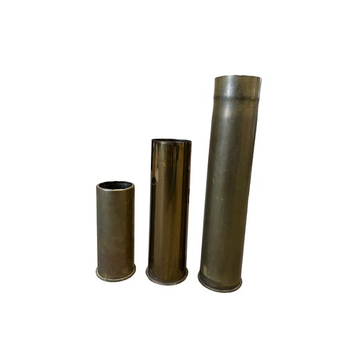 223 - Three Shell cases, 38cm high, 27cm high and 18cm high.