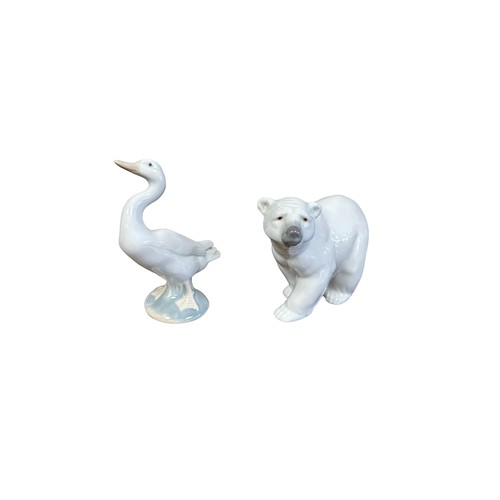 156 - Lladro. Polar Bear No. 1207 and Duck No. 4552, excellent in good plus boxes with packing pieces. (2)