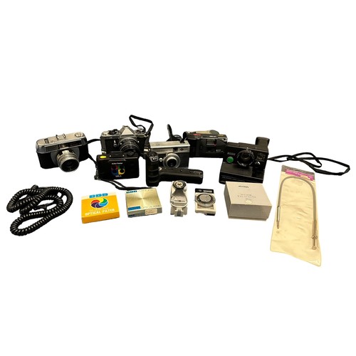 80 - 6 Film Cameras and Accessories. 1x Polaroid Land 3000, 1x Agfa ISO Rapid I, 1x Sirius Action Tracker... 