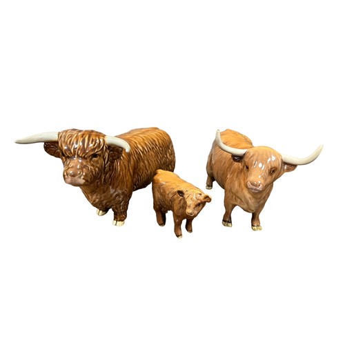 22 - Beswick, Beswick Highland Cow Family including Beswick Highland Cow Bull model 2008, Beswick Highlan... 