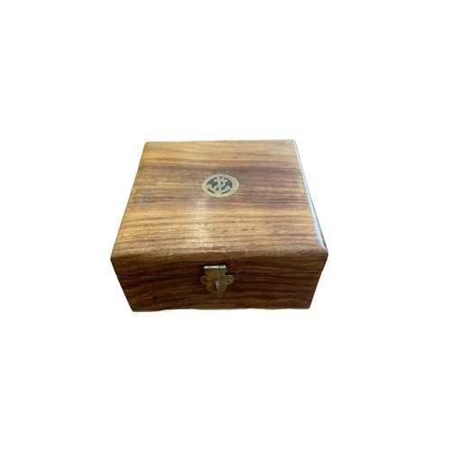 107 - Nautical West brass compass sundial in wooden box.