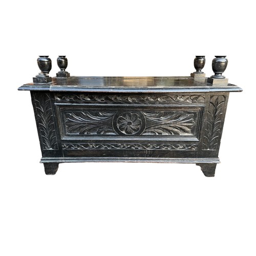 455 - Monk's Chest, c.1800s, dark finish, appears to be oak, excellent to good plus, approx. size: W91cm/3... 