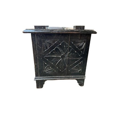 455 - Monk's Chest, c.1800s, dark finish, appears to be oak, excellent to good plus, approx. size: W91cm/3... 