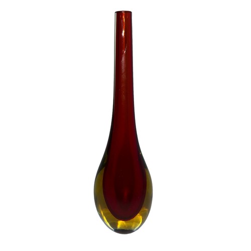 33 - Murano Glass, a large Murano Sommerso, teardrop studio glass vase in red and orange tones. Small nic... 