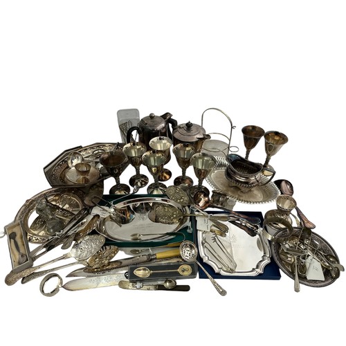 190 - A large number of mostly silver plated and some white metal items, including a silver plated Barker ... 