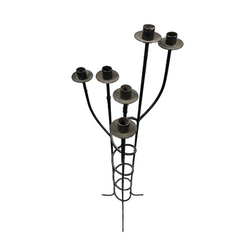 335 - Black candle stand that can hold 6 candles. 115cm height.