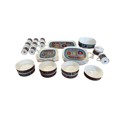 147 - Sango Japan, a Sango Japan Quadrille Theory 34 piece dinner / tea service, scarce multicolour abstra... 