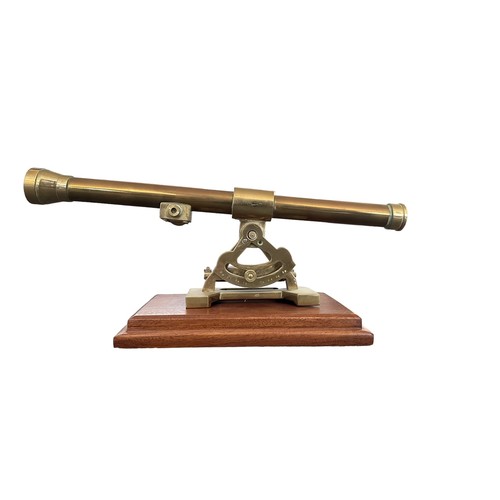 86 - Scientific Instruments 20th Century brass range with sextant (19cm tall) mounted on wooden plinth, s... 