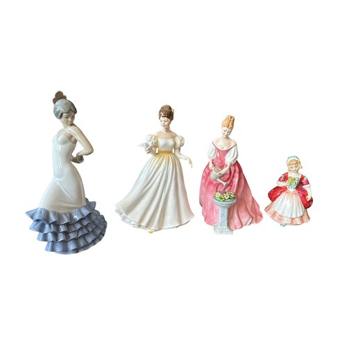 146 - Royal Doulton, three collectable Royal Doulton ceramic female figures to include; 'Kathleen' (HN 360... 